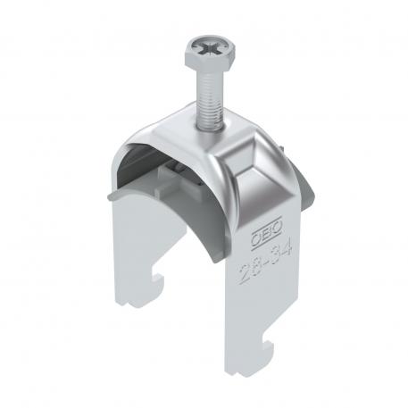 Vienguba apkaba, N formos kojelė, su plastikine prispaudimo plokštele, Al 28 | 34 | 2