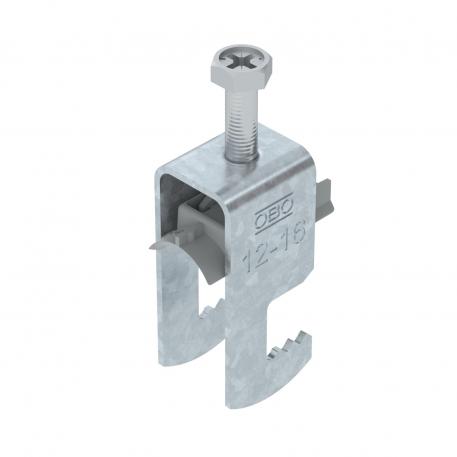 Vienguba apkaba, F formos kojelė, su plastikine prispaudimo plokštele FT 12 | 16 | 3