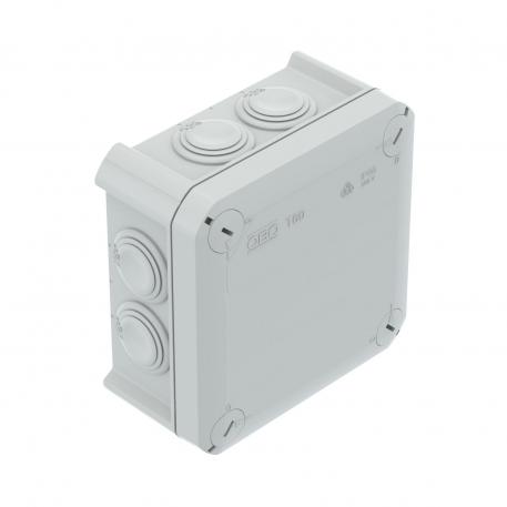 Kabelių paskirstymo dėžutė T 60, su praduriamais sandarikliais 100x100x48 | 7 | IP66 | 7 x M25 | šviesiai pilka; RAL 7035