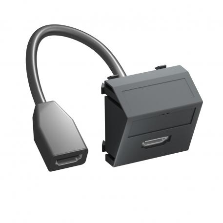 HDMI lizdas, 1 modulis, kampinis išvadas, su jungiamuoju laidu įstrižas |  | HDMI | juodai pilkas; RAL 7021