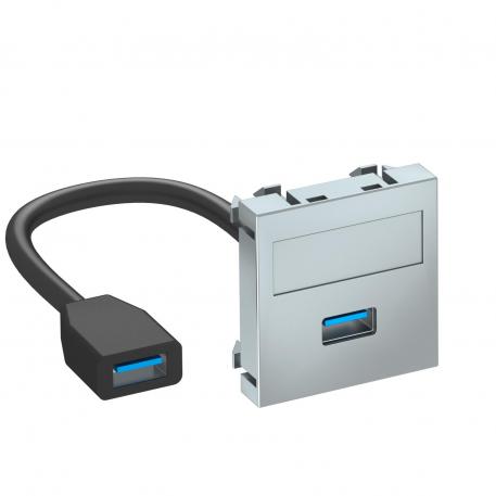 USB 2.0 / 3.0 jungtis, 1 modulis, tiesus išvadas, su jungiamuoju laidu  |  | USB | lakuoto aliuminio