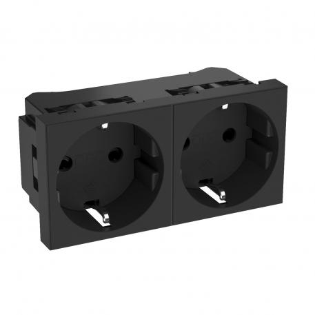 0° socket, protective contact, double 2 | Double 0° | juodai pilkas; RAL 7021