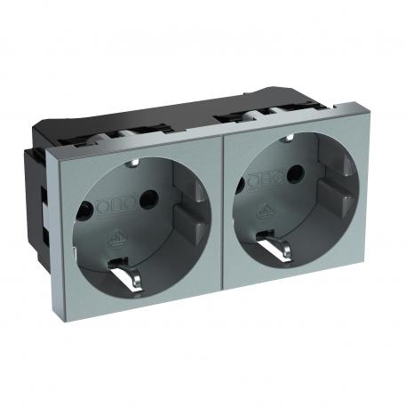 0° socket, protective contact, double 2 | Double 0° | lakuoto aliuminio
