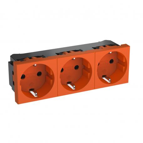 0° socket, protective contact, triple 3 | Triple 0° | oranžinis RAL 2004