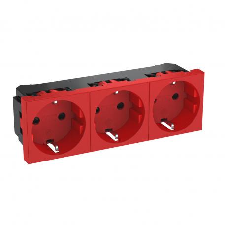 0° socket, protective contact, triple 3 | Triple 0° | ryškiai raudona; RAL 3001