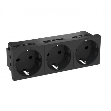 0° socket, protective contact, triple 3 | Triple 0° | juodai pilkas; RAL 7021