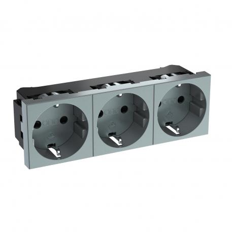 0° socket, protective contact, triple 3 | Triple 0° | lakuoto aliuminio