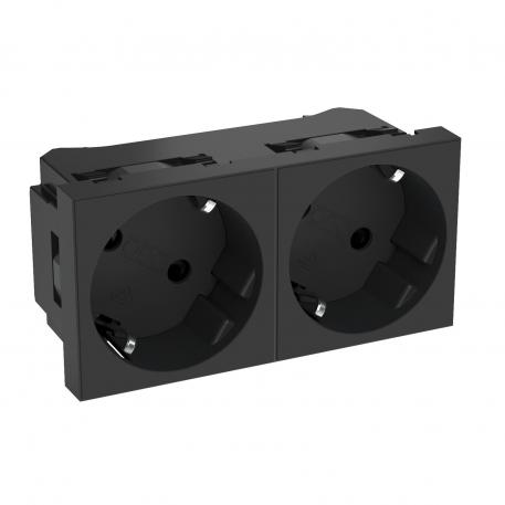 33° socket, protective contact, double 2 | Double 33° | juodai pilkas; RAL 7021