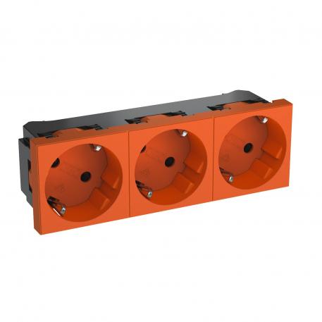 33° socket, protective contact, triple 3 | Triple 33° | oranžinis RAL 2004