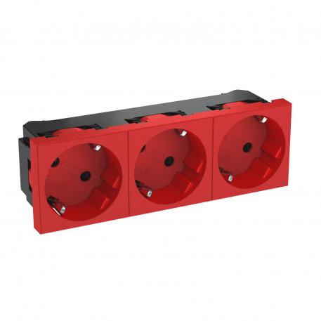 33° socket, protective contact, triple 3 | Triple 33° | ryškiai raudona; RAL 3001