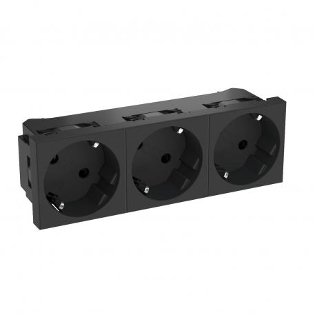 33° socket, protective contact, triple 3 | Triple 33° | juodai pilkas; RAL 7021