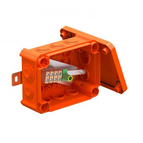 Iš išorės tvirtinama „FireBox T100“ dėžutė, su viengubu gnybtu 136x102x57 | 10 | IP66 | pastelinė oranžinė; RAL 2003